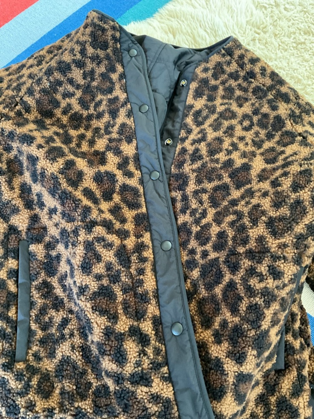 AYR Leopard Shearling Jacket REVERSIBLE in Brown and Black - Picture 4 of 6